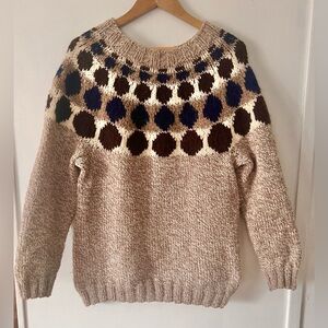 Hand Knit Wool Sweater - Brown and Blue